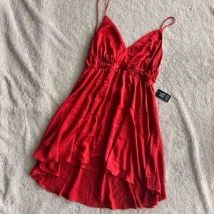 NWT Express Fit and Flare Red High Low Babydoll Dress